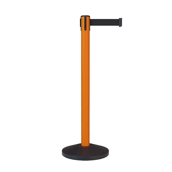 Montour Line Stanchion Belt Barrier Orange Post 9ft. Black Belt ES400-OR-BK-90 - main